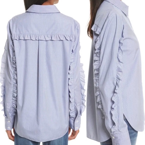 Tibi Ruffle Button Down Shirt - Picture 2 of 9